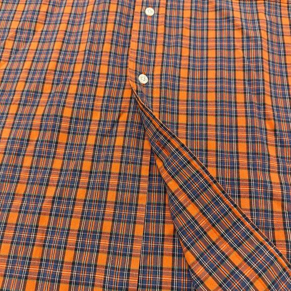 Vintage 90s Ralph Lauren Orange Blue Tartan Plaid Mens L‎ Button Down Big Shirt - Picture 4 of 8